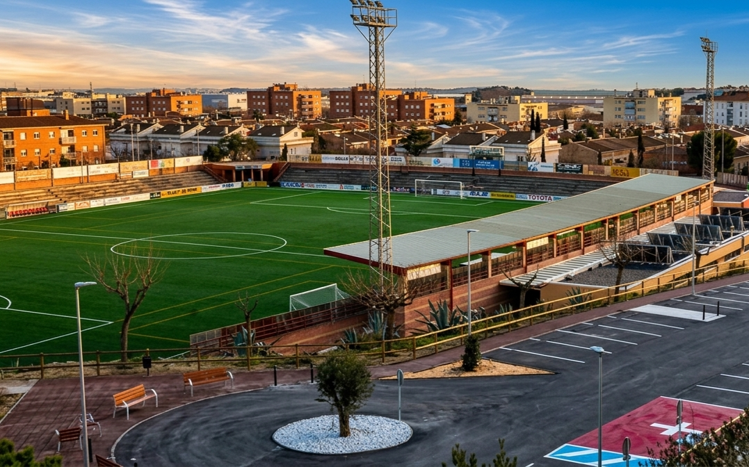 Campo de fútbol Les Comes 2 en Igualada durante su reforma integral