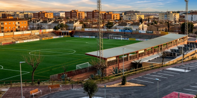 Campo de fútbol Les Comes 2 en Igualada durante su reforma integral